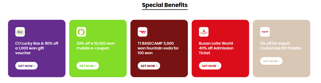 Benefits currently available when using Naver Maps